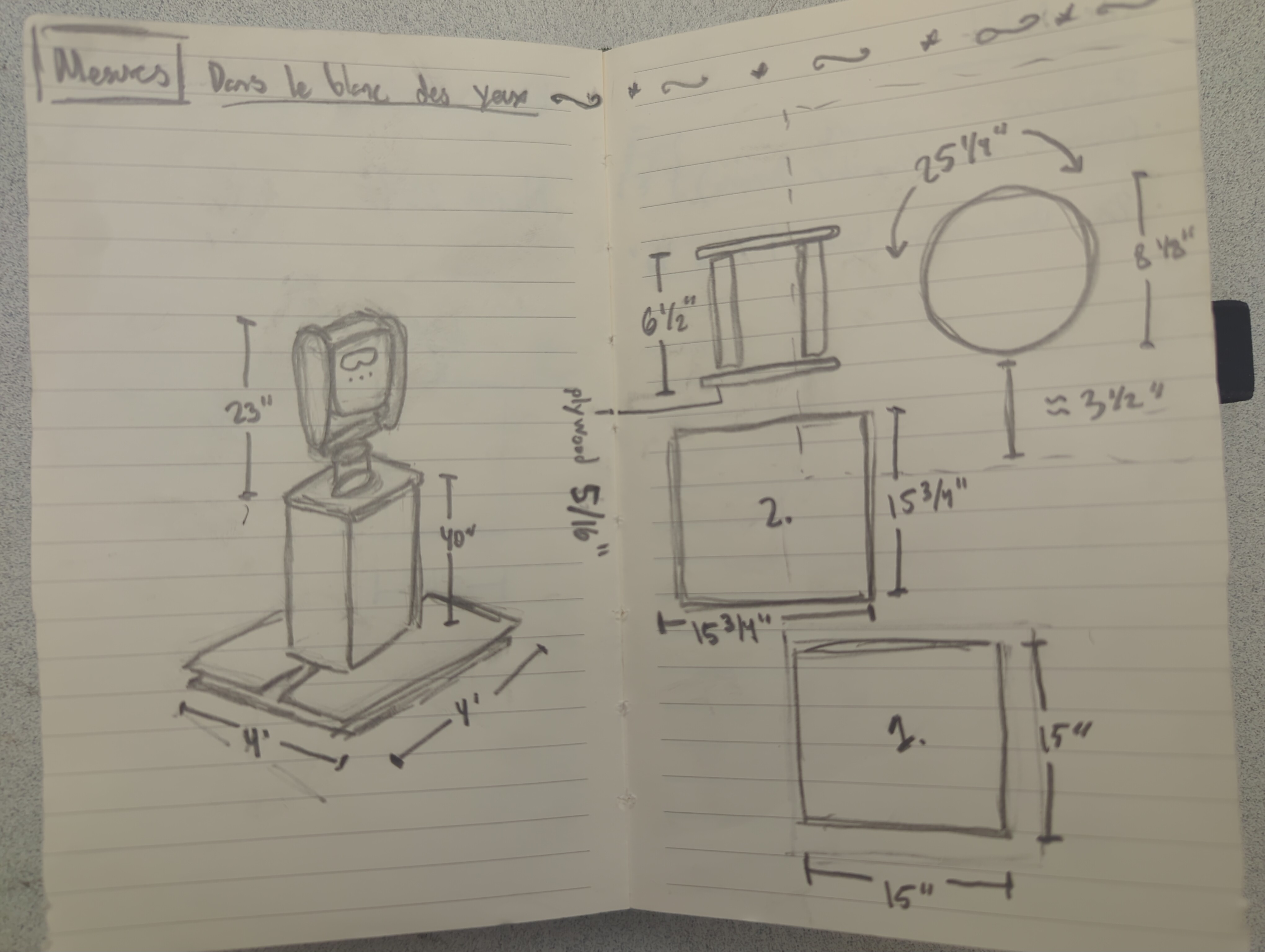 Plan technique pour la menuiserie du projet