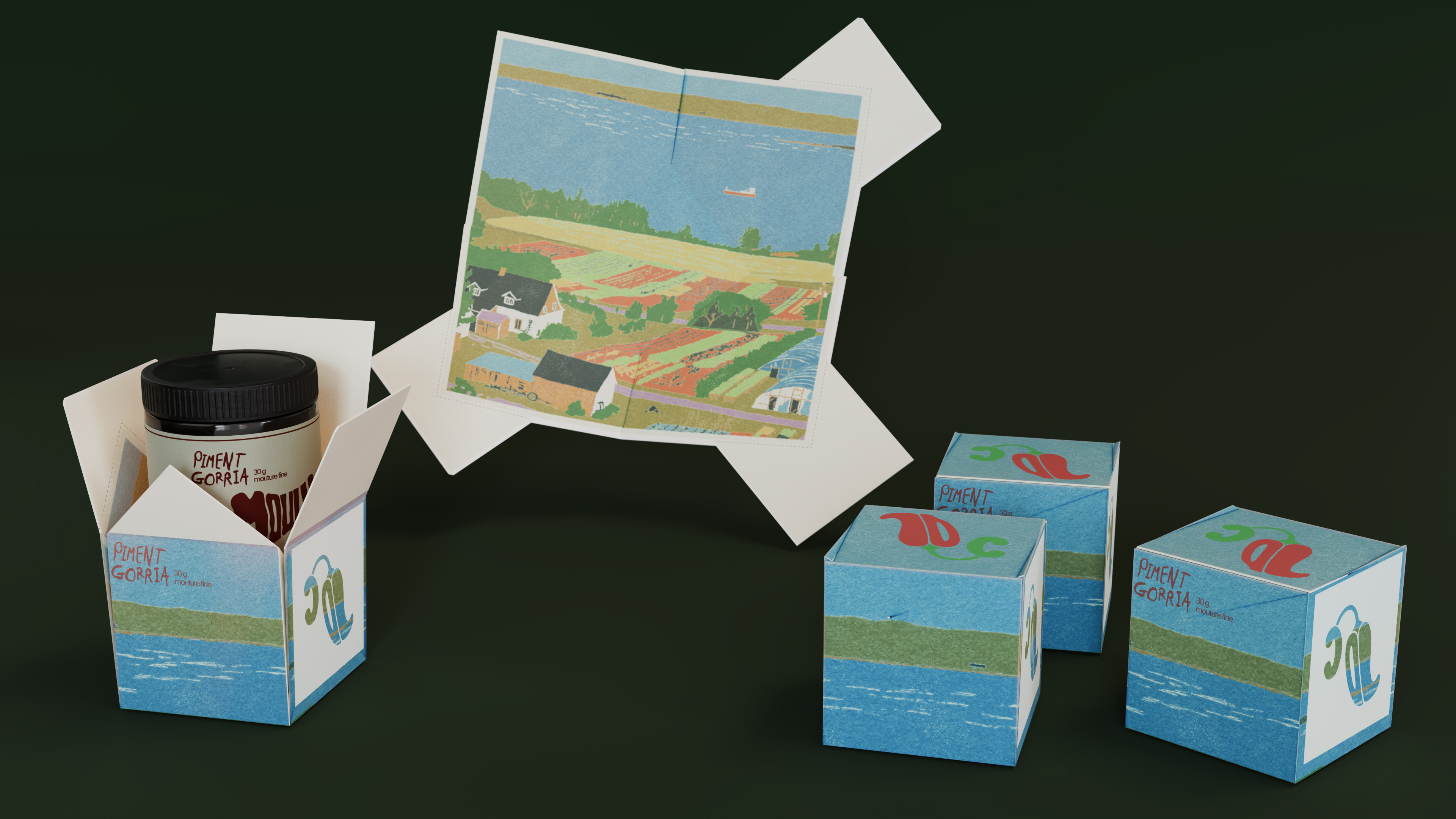 Rendu 3D de l'emballage boîte
